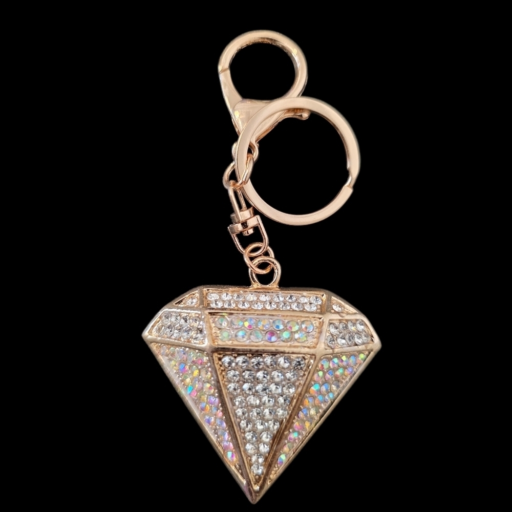 Elegant Gold Diamond Metal Bag Charm | Keychain